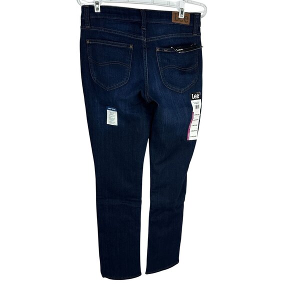 Lee Womens Mid Rise Straight Jeans Dark Wash Stretch Denim Size 6 Medium New - Picture 2 of 7